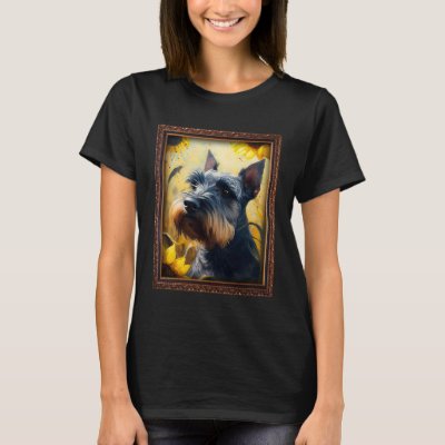 Standard Schnauzer Painting Sunflower Flower Mom W T-Shirt