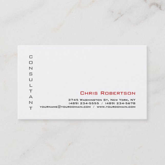 Standard Size Gray White Red Charm Business Card (Front)