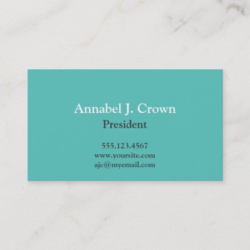 Customizable Standard solid teal company logo traditional business card templates