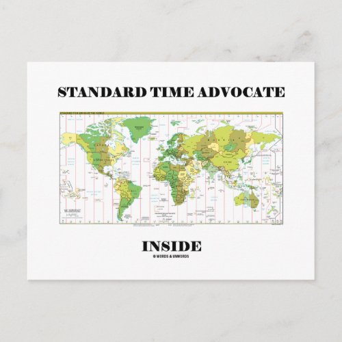 Standard Time Advocate Inside Time Zone Map Postcard