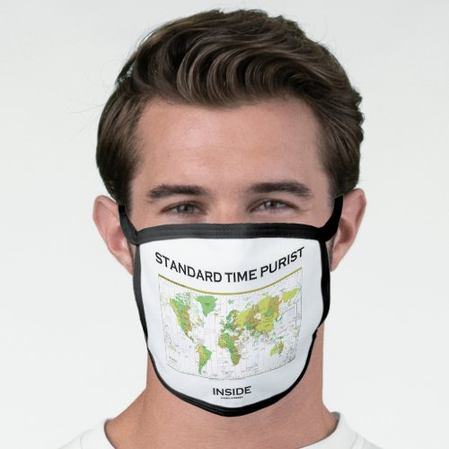 Standard Time Purist Inside Time Zones World Map Face Mask