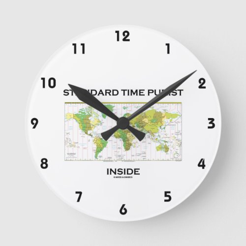 Standard Time Purist Inside Time Zones World Map Round Clock