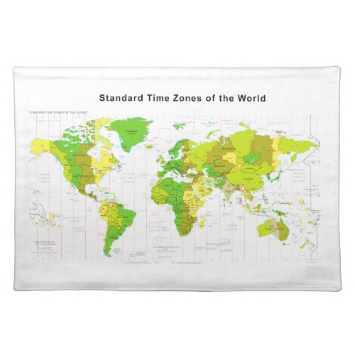 Standard Time Zones World Map 2013 Cloth Placemat