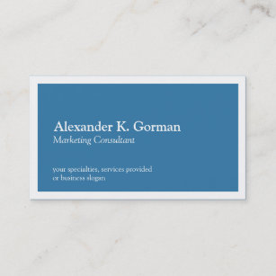 Standard white border solid colbalt blue classic business card