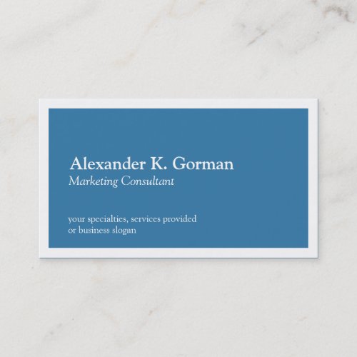 Standard white border solid colbalt blue classic business card template