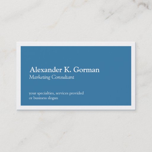 Customizable Standard white border solid colbalt blue classic business card template