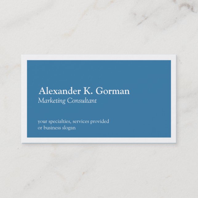 Standard white border solid colbalt blue classic business card (Front)