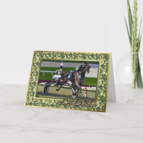 Standardbred Race Horse Blank Christmas Card