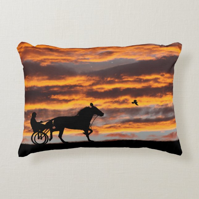 Standardbred Trotting Racehorse Accent Pillow (Front)