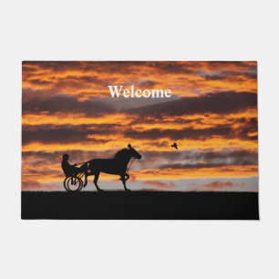 Standardbred Trotting Racehorse Door Mat
