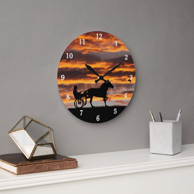 Standardbred Trotting Racehorse Number Wall Clock (Office)
