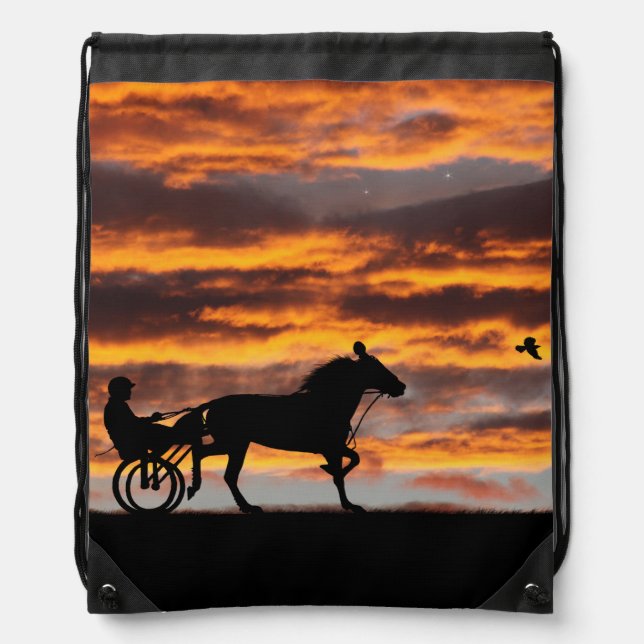 Standardbred Trotting Racing Drawstring Backpack (Front)
