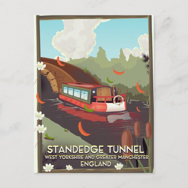 Standedge tunnel UK canal travel poster. Postcard (Front)