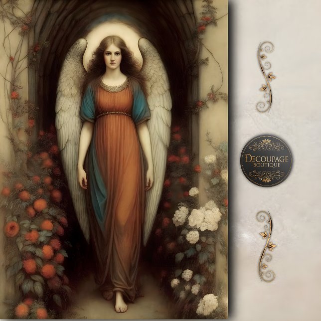 Standing Archway Angel Floral Garden Decoupage Tissue Paper (Standing Archway Angel Floral Garden Decoupage Tissue Paper)