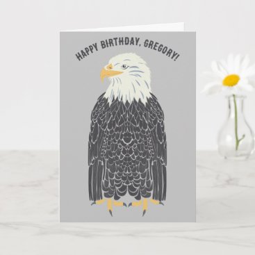 Standing Bald Eagle Illustration Personalized Card