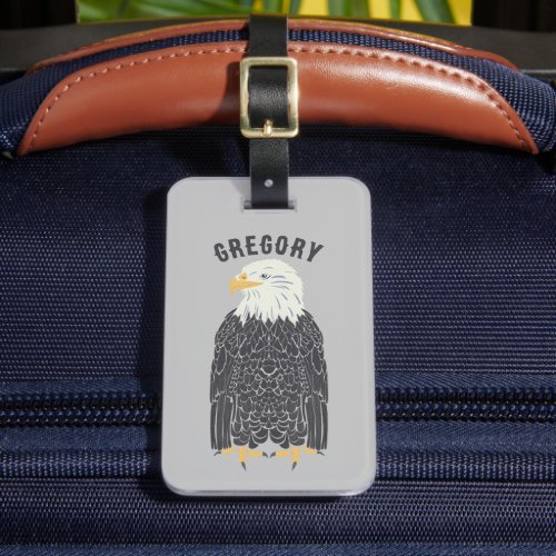 Standing Bald Eagle Illustration Personalized Luggage Tag
