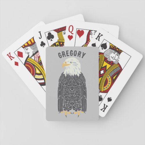 Standing Bald Eagle Illustration Personalized Playing Cards