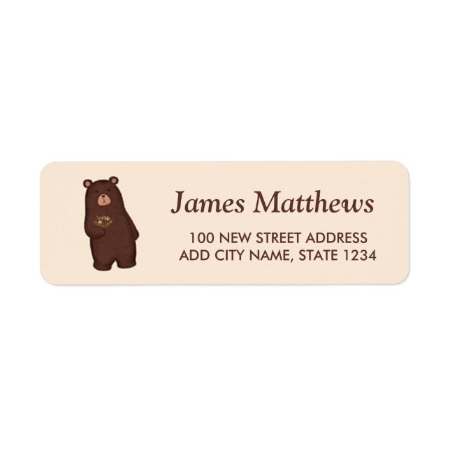 Standing bear pattern on pink label (Front)