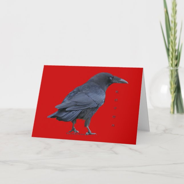 Standing Black Raven Art Collectible Cards (Front)