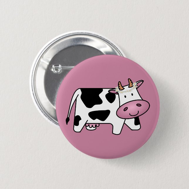 Standing Cow with Daisies Button (Front & Back)