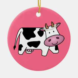 Standing Cow with Daisies Ceramic Ornament