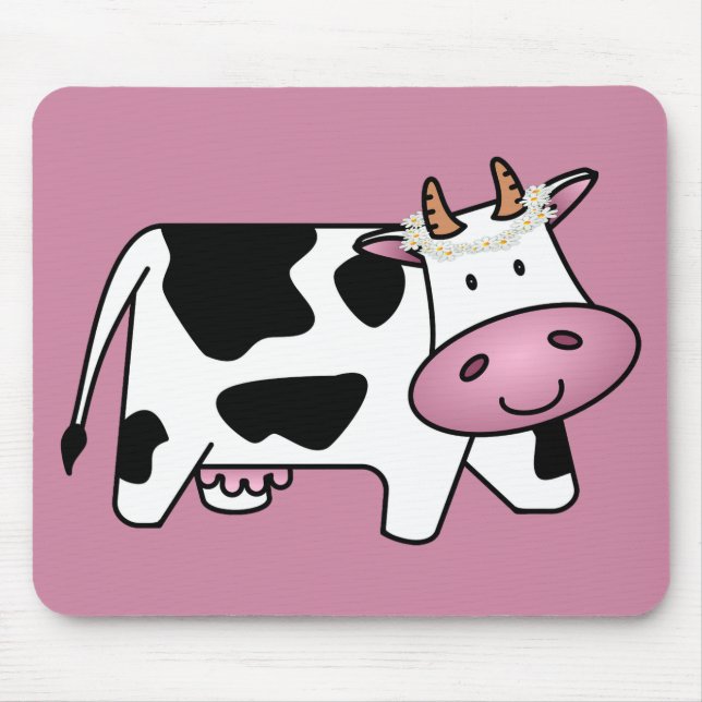 Standing Cow with Daisies Mouse Pad (Front)