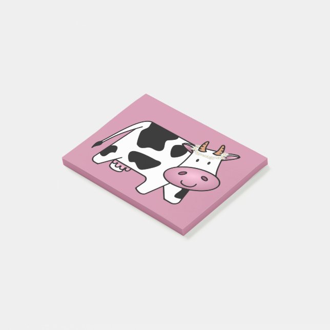 Standing Cow with Daisies Post-it Notes (Angled)