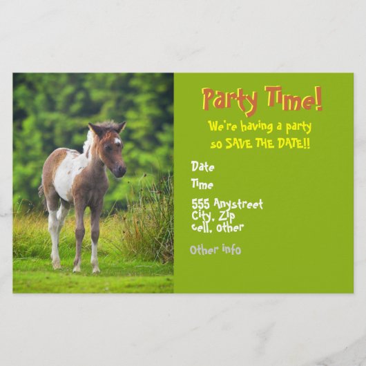 Standing Dartmoor Pony Foal flyer invites (Front)