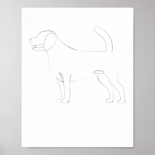 Standing Dog One-Line Drawing 1 Poster (Front)