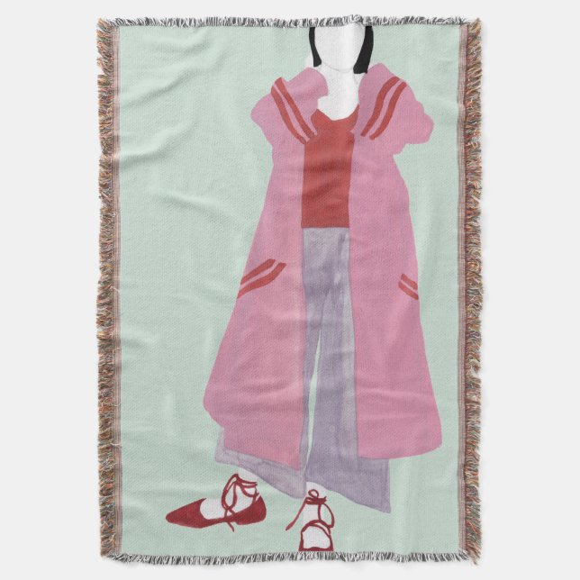 Standing Fashion Figure - Oversized Jacket Throw Blanket (Front Vertical)