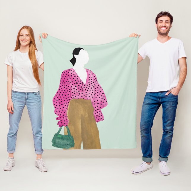 Standing Fashion Figure - Polka Dot Top Fleece Blanket (In Situ)