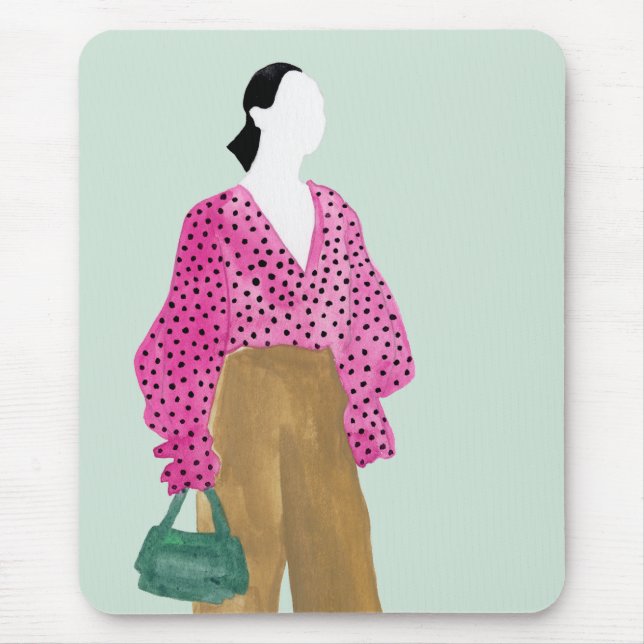 Standing Fashion Figure - Polka Dot Top Mouse Pad (Front)