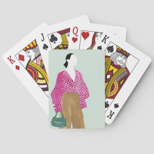 Standing Fashion Figure - Polka Dot Top Poker Cards (Back)