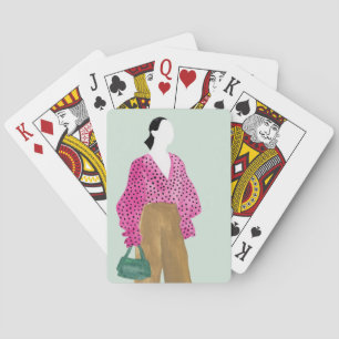 Standing Fashion Figure - Polka Dot Top Poker Cards