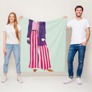 Standing Fashion Figure - Striped Pants Fleece Blanket