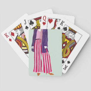 Standing Fashion Figure - Striped Pants Poker Cards