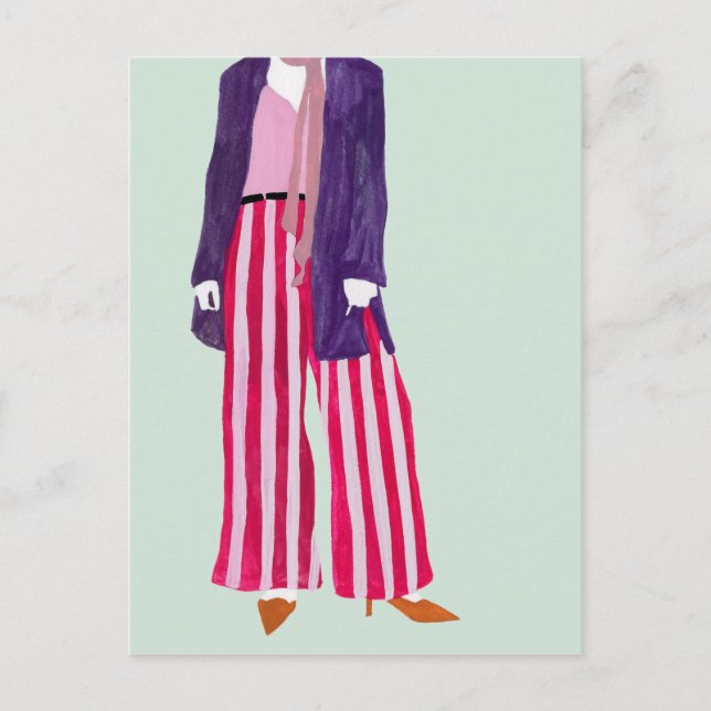 Standing Fashion Figure - Striped Pants Postcard (Front)