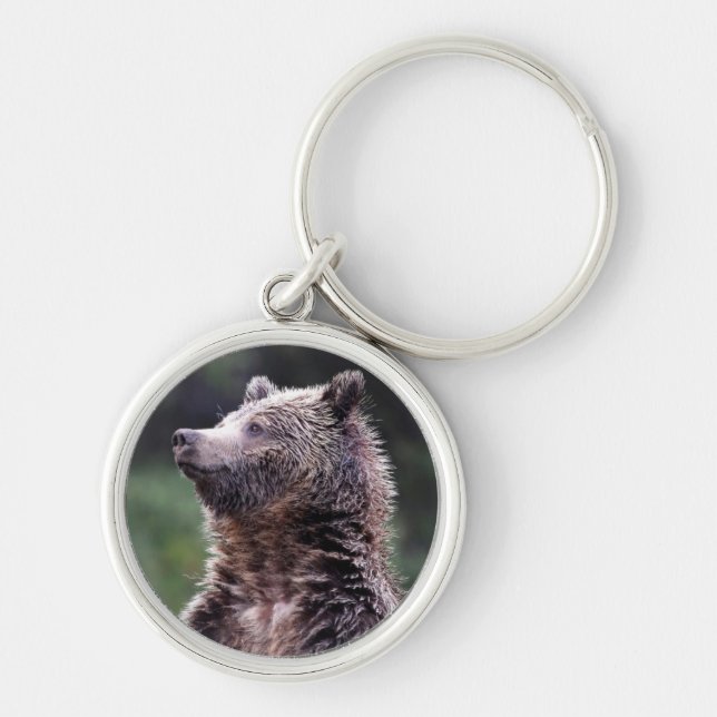 Standing Grizzly Bear Keychain (Front)