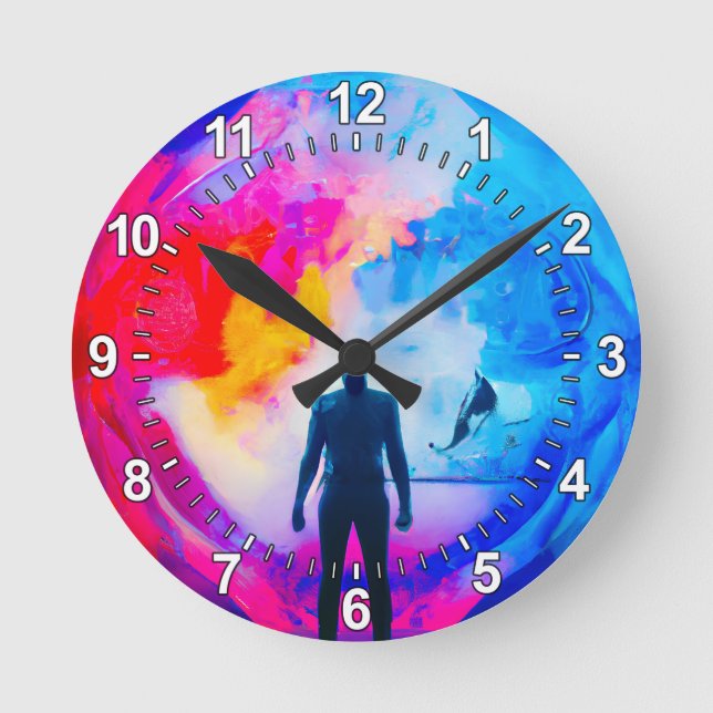 Standing in Colors Round Clock (Front)