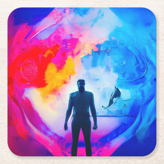 Standing in Colors Square Paper Coaster (Front)