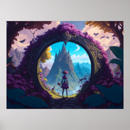 Standing in front of a portal before moving poster