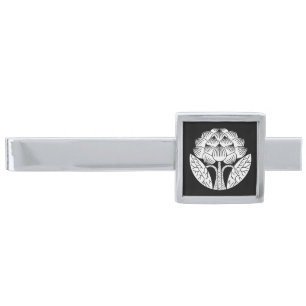 Standing Lotus flower Silver Finish Tie Bar