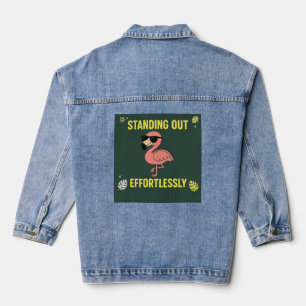 Standing Out Effortlessly Funny Cool Flamingo  Denim Jacket