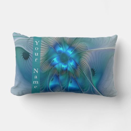 Standing Ovations Abstract Blue Fractal Art Name Lumbar Pillow