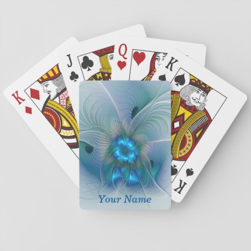 Standing Ovations Abstract Blue Fractal Art Name Playing Cards