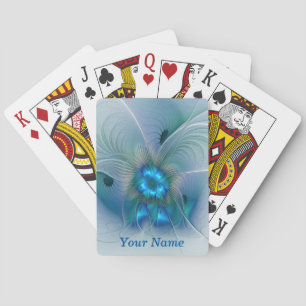 Standing Ovations Abstract Blue Fractal Art Name Poker Cards