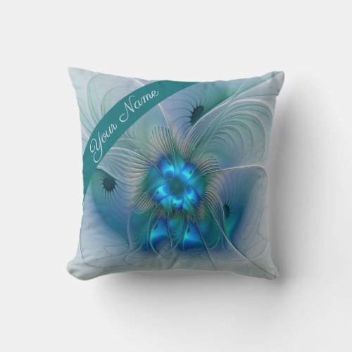 Standing Ovations Abstract Blue Fractal Art Name Throw Pillow