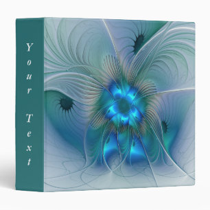 Standing Ovations, Abstract Blue Fractal Art Text 3 Ring Binder