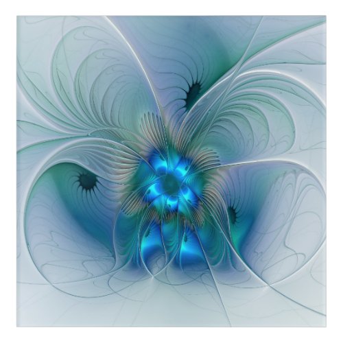 Standing Ovations Abstract Blue Turquoise Fractal Acrylic Print