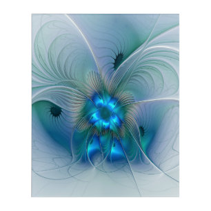 Standing Ovations, Abstract Blue Turquoise Fractal Acrylic Print